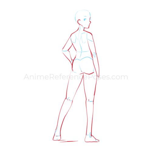 cute drawing pose reference girl looking over shoulder female woman anime manga base full body standing