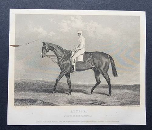 Antique 1842 Print - Horse Racing - Atilla - Winner of 1842 Derby - Harry Hall - Image 1 of 3