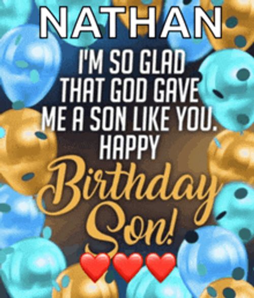 a birthday card for nathan with balloons and hearts on it