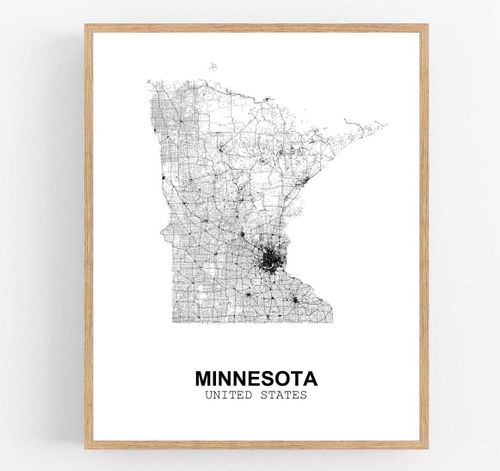 Eleville 8X10 Unframed Minnesota United States Country View Abstract Road Modern Map Art Print Poster Wall Office Home Dec...