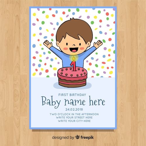 Free Vector first birthday card template