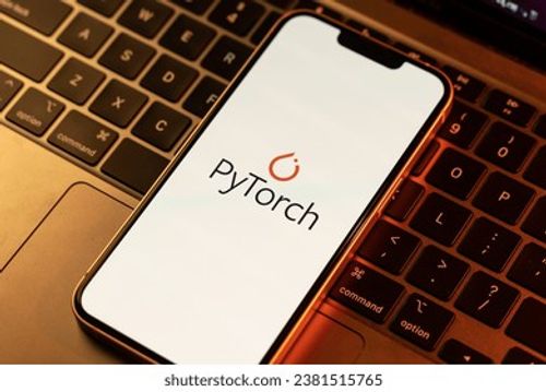 West Bangal, India - july 5, 2023 : PyTorch ai logo on phone screen stock image. Editorial Stock Photo
