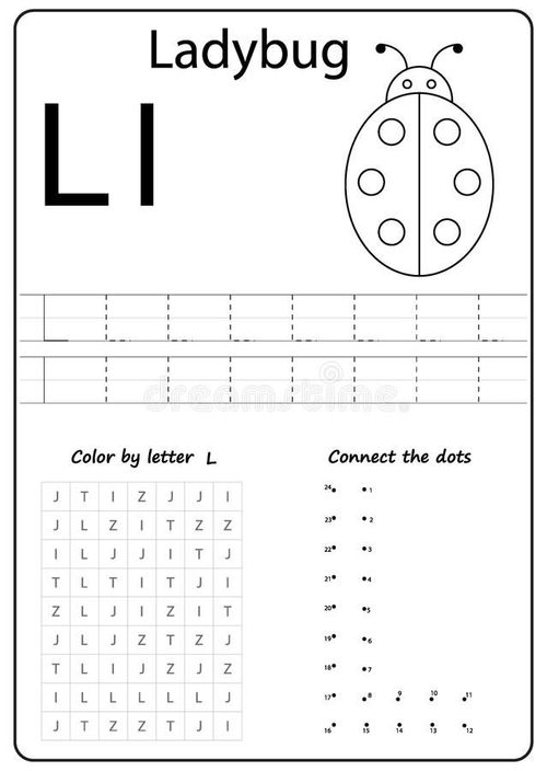 a ladybug worksheet with the letter l and numbers to write it
