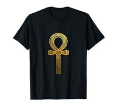 The Egyptian History Apparel Ankh Egyptian Hieroglyphics T-Shirt - Women's Unisex Classic Fit Black Short Sleeve Cotton Polyester T-Shirt - Small