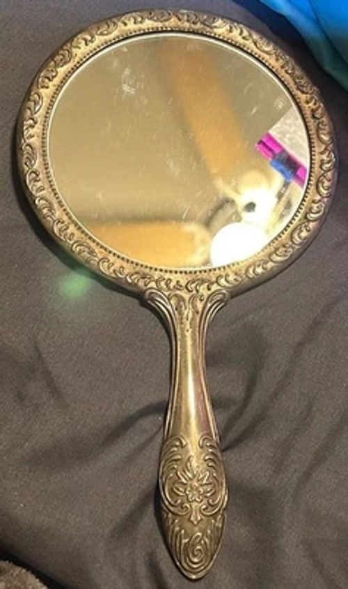 Antique Victorian Silver Plated Vanity Hand Mirror 9.5" - Image 1 of 2