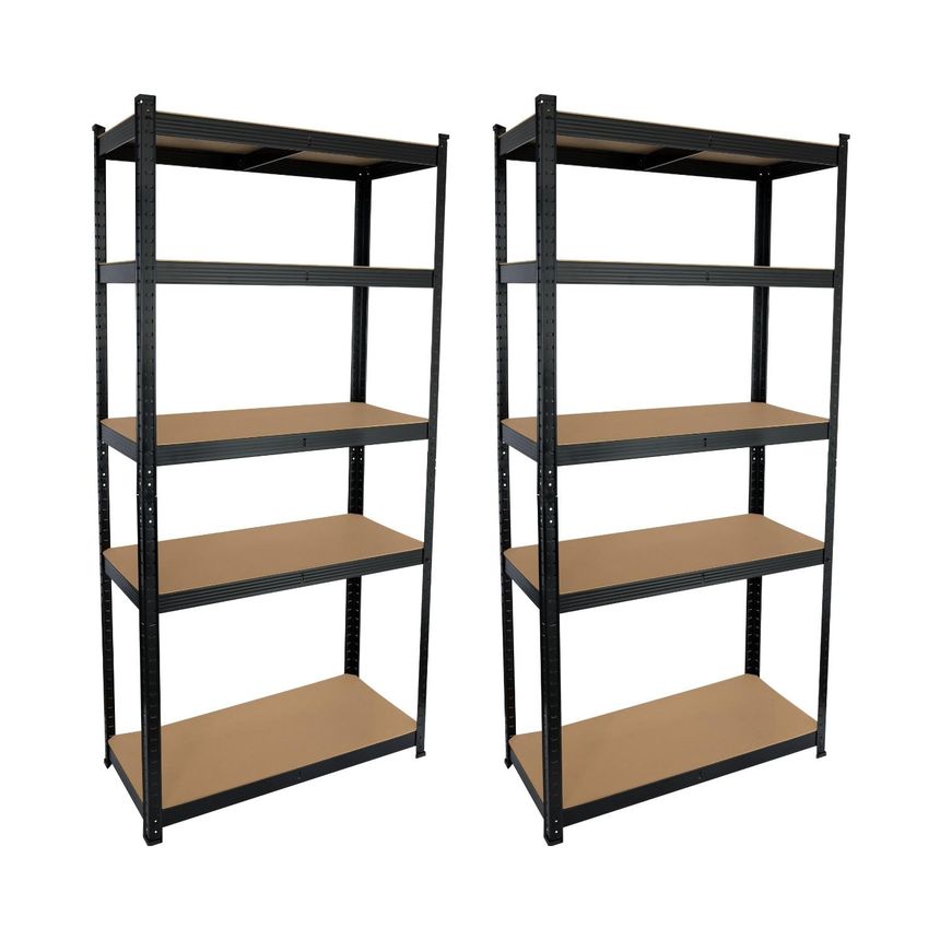 THINIA HOME - Estantería Modular Almacenaje (Pack 2), Acero y MDF Antihumedad, Hogar, Trastero, Garaje, 5 Baldas Ajustable...