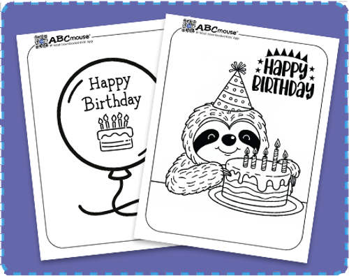 Free printable Happy Birthday coloring pages for kids from ABCmouse.com.