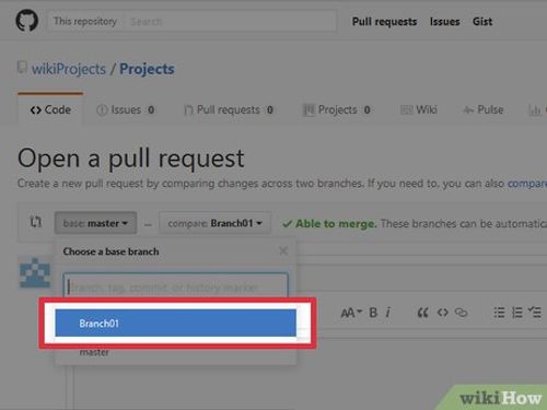 Step 2 Select the branch you created from the list.