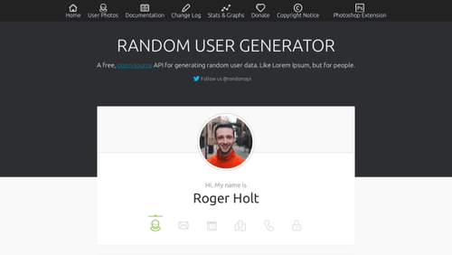 RandomUser's website screenshot