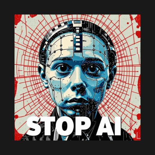 NO AI / Anti-AI Symbol / Against Artificial Intelligence (On Black) Poster by  U OXANY