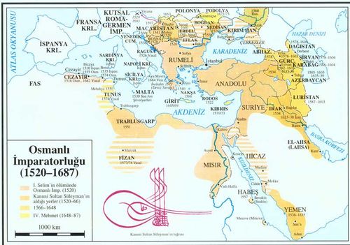 r/MapPorn - Map of the Ottoman Empire between 1520 and 1687 (in Turkish)