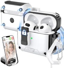 MHYALUDO for AirPods 3rd Generation Case Cover, Compatible with Magsafe, Magnetic Automatic Lock, Charging Port Dust-Proof & Stand Design with Cleaning Kit, Black/White