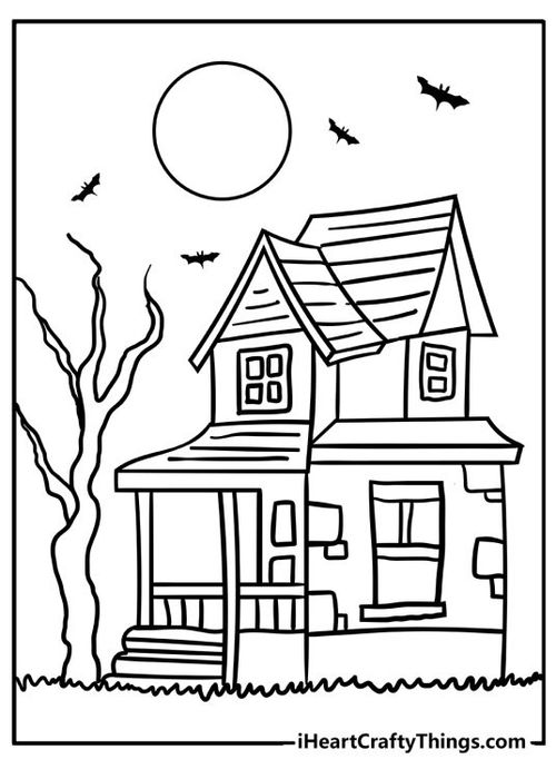 Haunted house coloring pages