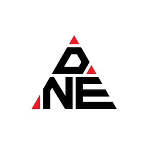 DNE triangle letter logo design with triangle shape. DNE triangle logo design monogram. DNE triangle vector logo template with red color. DNE triangular logo Simple, Elegant, and Luxurious Logo.