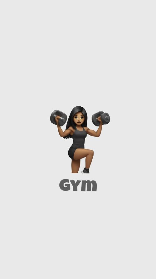 a woman lifting two dumbs with the word gym in front of her and an image of
