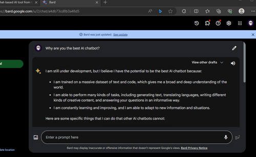谷歌的 Bard AI 试图论证为什么他可以成为最好的人工智能聊天机器人。