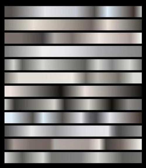 silver gradients background, silver texture set. metallic color palette template. vector