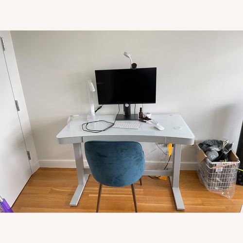 Tresanti Geller White Tempered Glass Standing Desk - image-4
