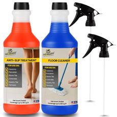 Anti Slip Tile Treatment (Quart Set) Non-Slip Floor Treatment for Grip on Stone, Porcelain & Ceramic. Indoor & Outdoor, Residential & Commercial Slip Prevention, Works Fast for Lasting Traction