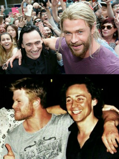 Chris Hemsworth and Tom Hiddleston || Now and then brother in real life | Tom hiddleston, Chris hemsworth thor, Chris hemsworth