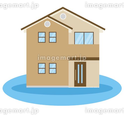 災害　住宅　水害 ゲリラ豪雨,ダメージ,地盤沈下のイラスト素材