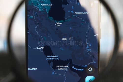 Google map highlighting Iran and surrounding region, symbolizing geopolitical tension and Iran Israel conflict. June 13, 2025. High quality photo. Israel iran map stock images, royalty-free photos and pictures