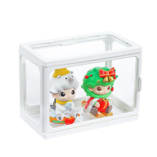 Glass Display Case for Figures Small Clear Display Stand for Collectibles Stackable Assemble Display Box for Action Figure...