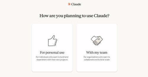選擇 Claude 要「 自己用 」還是「 跟團隊一起用 」