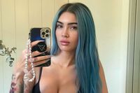 Megan Fox Snaps Makeup-Free Selfie in Bra, Boxers and 26-Inch Blue Hair Extensions 'Post-Coachella'