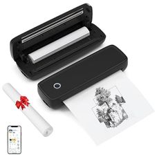Jomifin Portable Printer for Travel, Inkless Thermal Print with 3 Rolls Paper, Bluethooth & USB Connect, Compatible with iOS, Android, MAC, Windows, Support for 8.5x11 US Letter (Black)