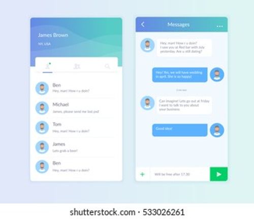Vector phone chat interface. Sms messages. Speech bubbles. Short message service bubbles. Flat interface Stock Vector