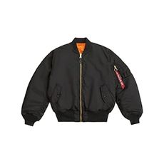 Alpha Industries MA-1 Bomber Flight Jacket - Fighter Pilot Flight Jacket - Black, S