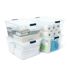 Rubbermaid Cleverstore 71 Qt Clear Storage Bins with Lids, 4-Pack, Stackable, BPA-Free, Made in USA