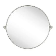 Round Pivot Bathroom Mirror Brushed Nickel Circle Metal Framed Tilting Vanity Mirrors for Wall, Overall 27.98 x 24 inches (Mirrror 24 x 24 inches)