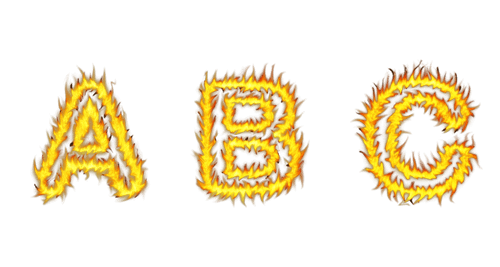 Realistic Fire font text A B C letters of the alphabet, Fire style alphabet text effect PNG