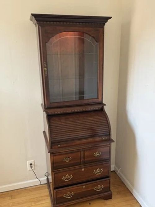 Antique Wooden Secretary Desk with Bookcase Hutch - Image 1 of 4