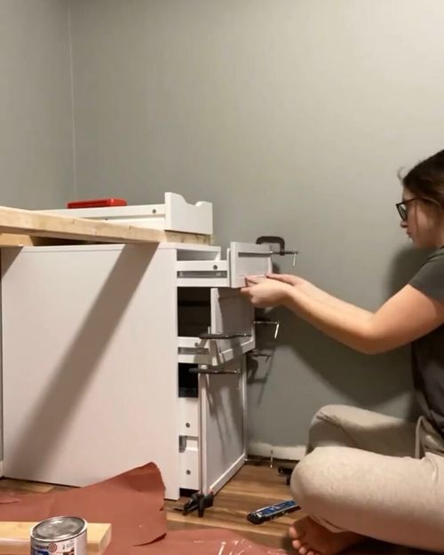Attaching faux fronts to the IKEA Alex desk drawers