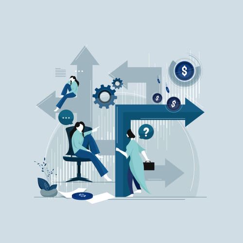 businesswoman looking at the labyrinth of arrows looking for the right direction concept - career path map stock illustrations