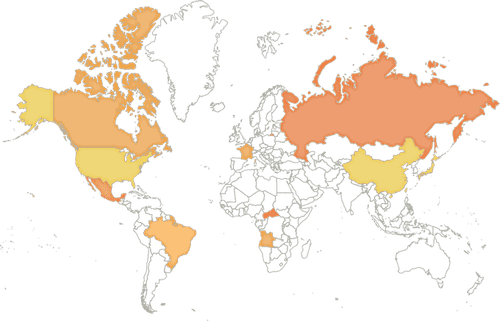 Our free vector world map, edited with the colors from our map style Lucid