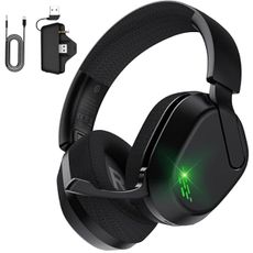 Gvyugke Wireless Gaming Headset for Xbox Series X/S, Xbox One, PS5, PC, Mac, Bluetooth 6.0 Gaming Headphones with Flip-to-Mute Noise-Canceling Mic, Foldable, 3D Surround Sound, 45H Battery - Black