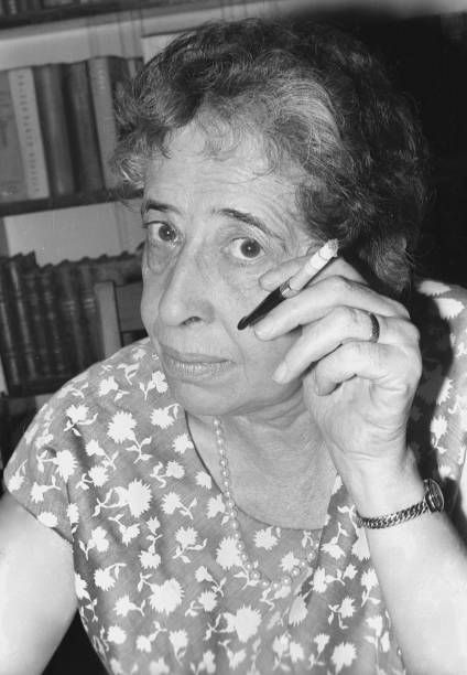 Portrait of German-born American political theorist and author Hannah Arendt with a cigarette in her hand, 1949.