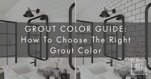 the bathroom is all white and has black fixtures on it, with text overlay that reads grout color guide how to choose the right group color