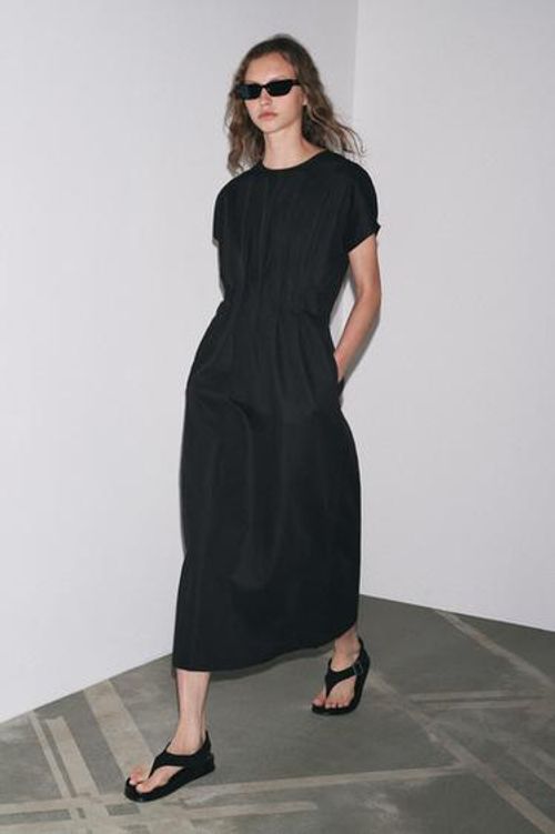ZW COLLECTION PLEATED MIDI DRESS - Black by Zara