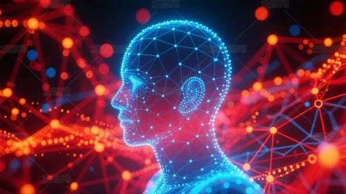 人工智能AI数字人脸大数据科技创新背景图