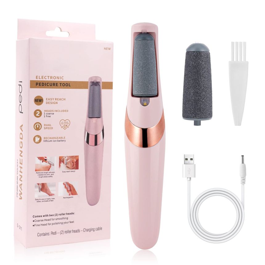 AOOWU Electric Foot File, USB Rechargeable Feet Callus Remover with 2 Speed of Replacement Rollers & LED Lights, Professio...
