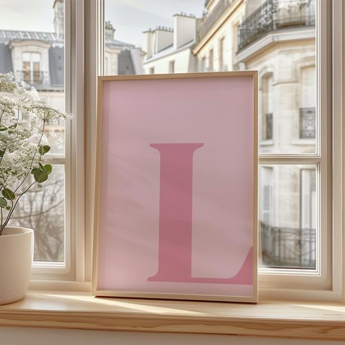 Letter L Poster, L Initial, Big Letters for Wall, Alphabet letter Art, Letters for Nursery, Pink Wall Art, Capital Letters, Pastel Poster
