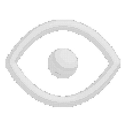 ilustrações, clipart, desenhos animados e ícones de símbolo do olho ascii, ilustração digital pixelada, ícone de tecnologia abstrata formado com pontos em meio-tom. conceito de visão, vigilância, inteligência artificial, monitoramento de dados, cibersegurança e análise futurista da informação. - ascii ilustrações