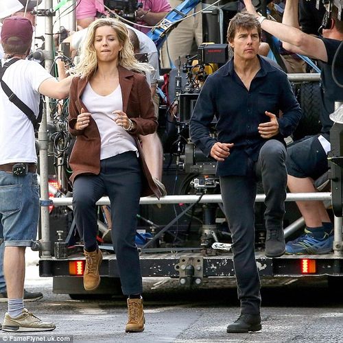 Lights, camera, action! Tom Cruise and Annabelle Wallis made sure they were fit and ready for action as they warmed up together on the set of The Mummy in London, on Saturday