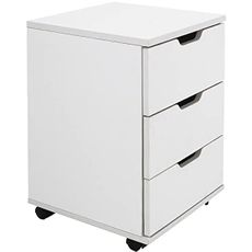 Farini 3-Drawer Vertical Filing Cabinet Rolling Wood Mobile File Cabinets Under Desk for Home Office with Casters (White, Non-Assembled)