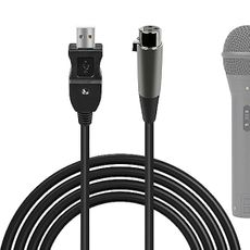 GEEKRIA for Creators USB to XLR Female Microphone Cable 10 ft / 3 M, Compatible with Fifine K688, AmpliGame AM8, Shure MV7, Samson Technologies Q2U, Rode PodMic, Balanced Mic Cord (Black)